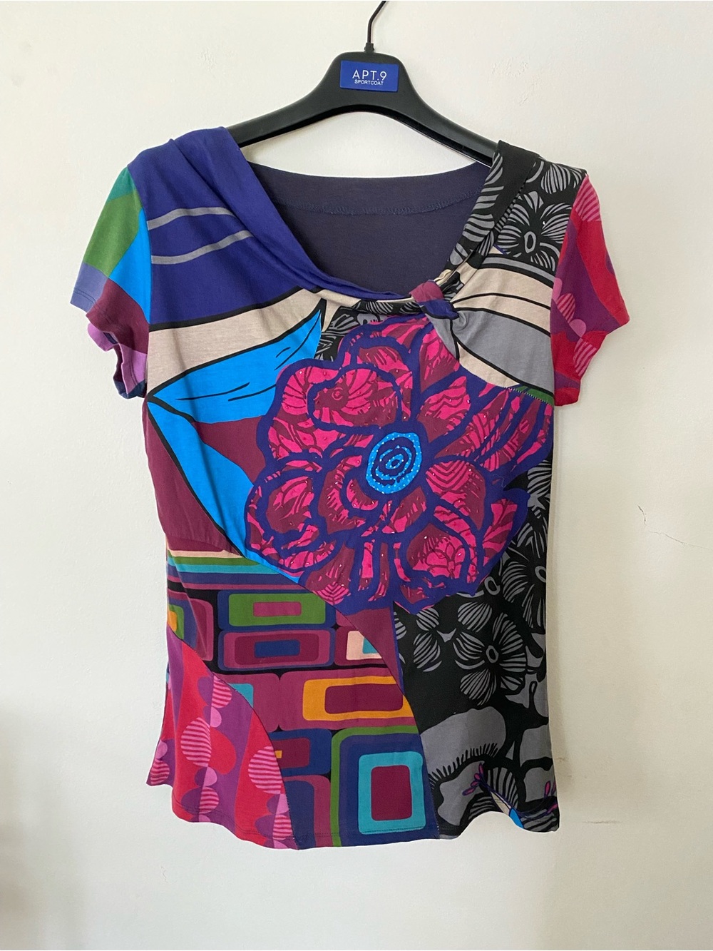 Bold Floral Patchwork Tee - Multicolor -